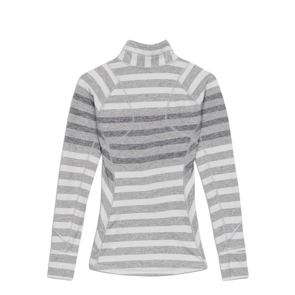Lululemon Race Your Pace 1/2 Zip in Marshmallow Stripe Heathered Slate Size 4 - Picture 4 of 16